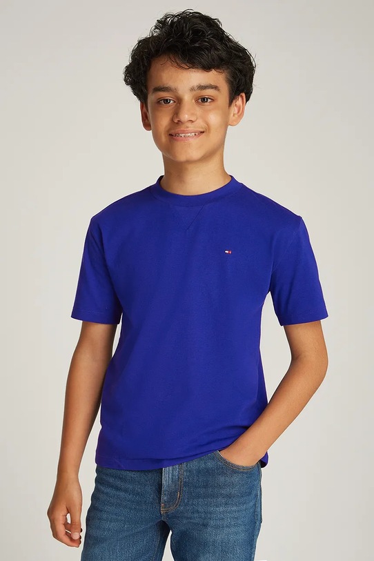 Dječja pamučna majica kratkih rukava Tommy Hilfiger pamuk ljubičasta KB0KB09601.128.176.PPYA