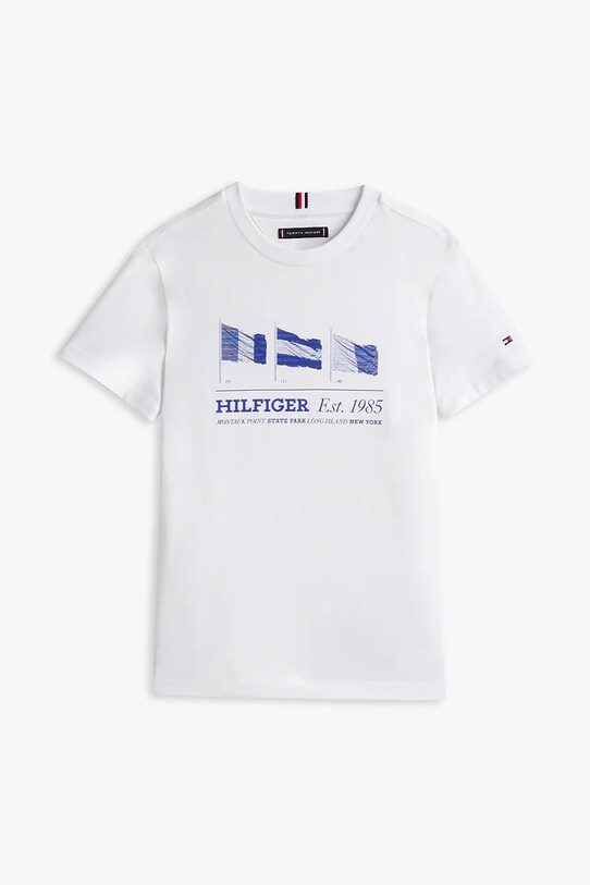 Детская хлопковая футболка Tommy Hilfiger KB0KB09350.98.122.PPYA белый SS25