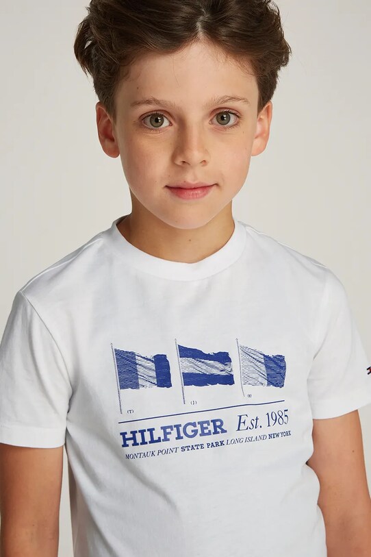 Детская хлопковая футболка Tommy Hilfiger белый KB0KB09350.128.176.PPYA