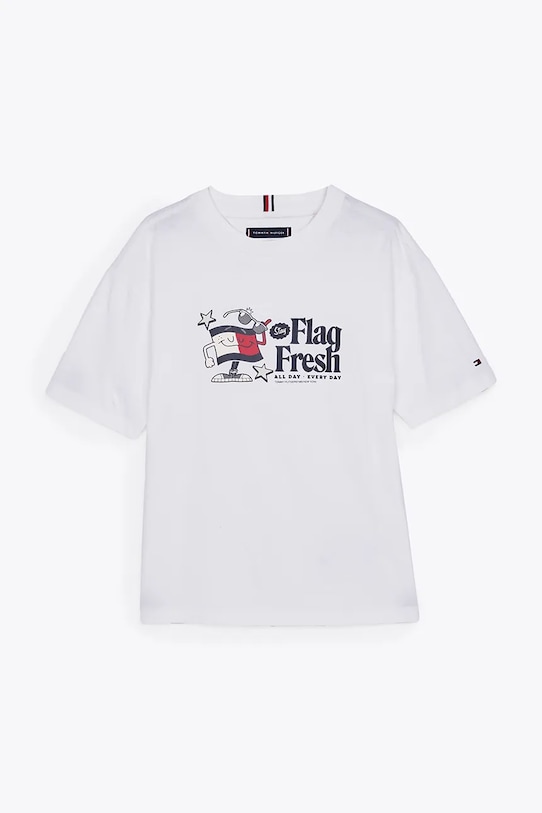 Dětské bavlněné tričko Tommy Hilfiger kulatý bílá KB0KB09354.74.122.PPYA