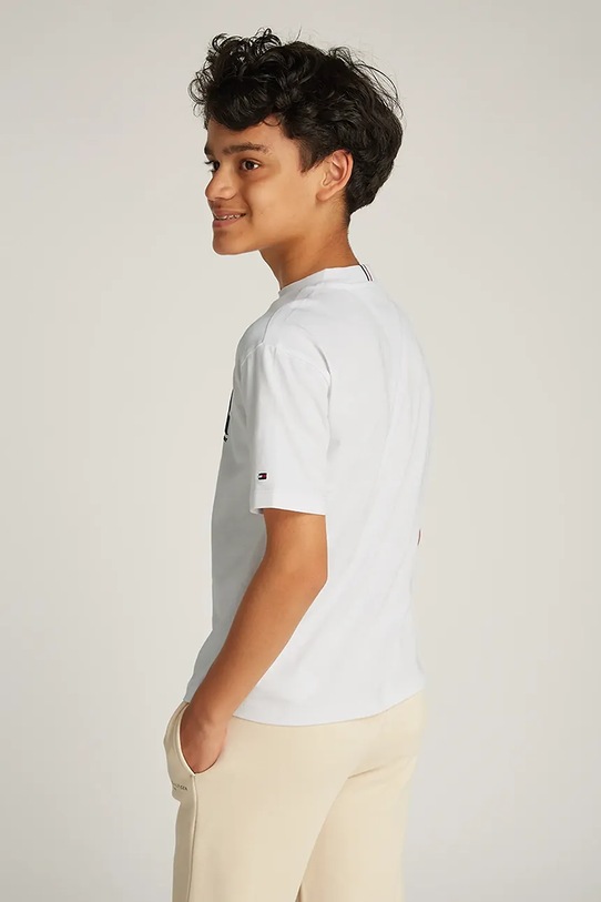 Băieți Tommy Hilfiger tricou de bumbac pentru copii KB0KB09354.128.176.PPYA alb