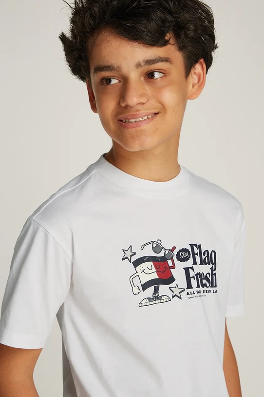 Tommy Hilfiger tricou de bumbac pentru copii alb KB0KB09354.128.176.PPYA