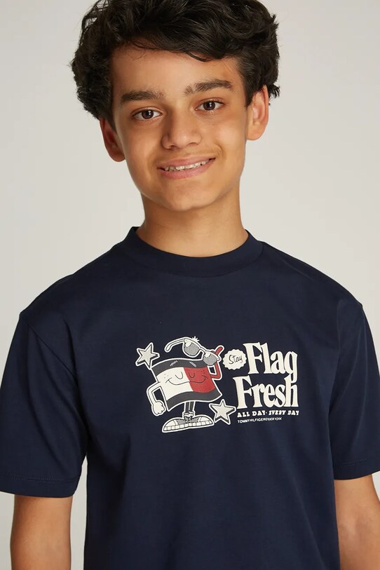 CHLAPEC Dětské bavlněné tričko Tommy Hilfiger KB0KB09354.128.176.PPYA černá