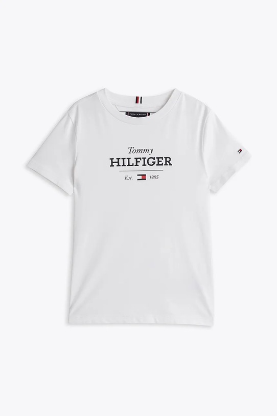Dječja pamučna majica kratkih rukava Tommy Hilfiger KB0KB09356.98.122.PPYA bijela SS25