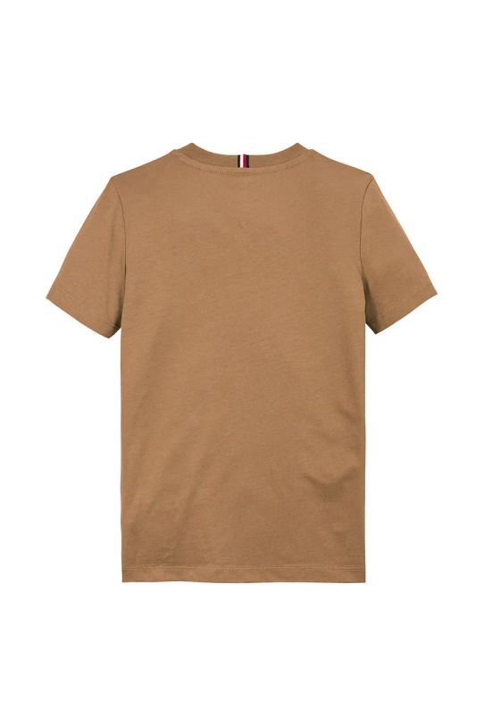 Chłopiec Tommy Hilfiger t-shirt bawełniany dziecięcy KB0KB09356.98.122.PPYA brązowy