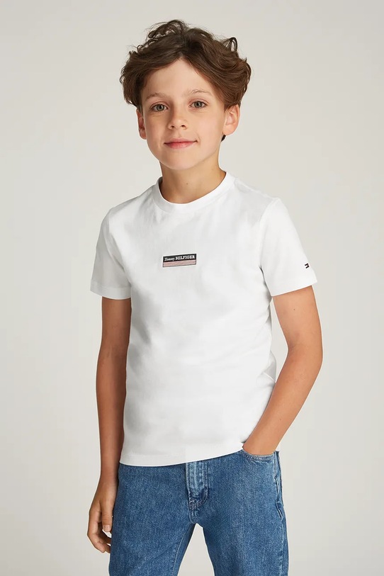 Tommy Hilfiger t-shirt in cotone per bambini cotone bianco KB0KB09362.128.176.PPYA