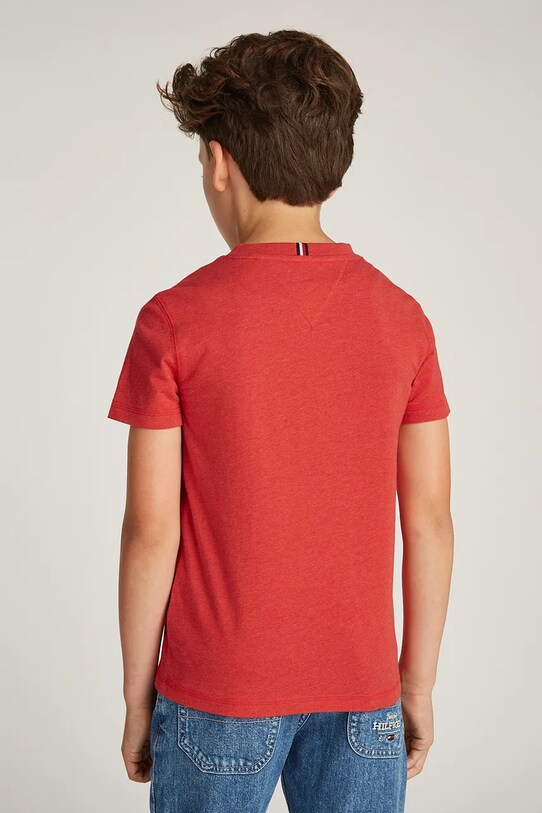 Tommy Hilfiger t-shirt bawełniany dziecięcy czerwony KB0KB09362.128.176.PPYA