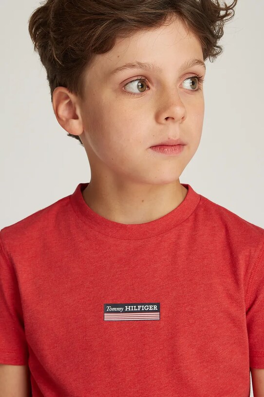 Tommy Hilfiger t-shirt bawełniany dziecięcy KB0KB09362.128.176.PPYA czerwony