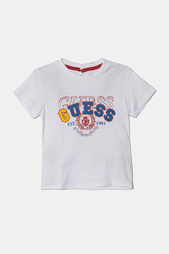 Guess tricou de bumbac pentru copii print alb I5RI00.K8HM4.PPYA