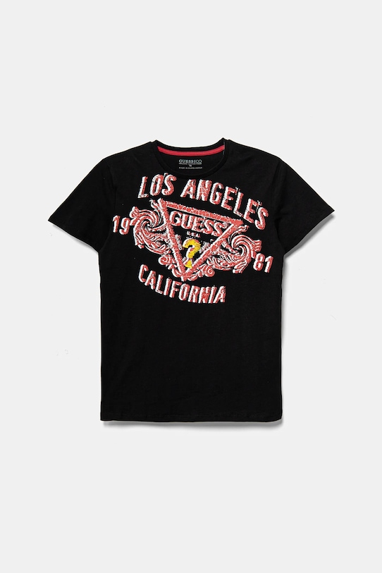 Дитяча бавовняна футболка Guess бавовна чорний L5RI00.K8HM4.PPYA