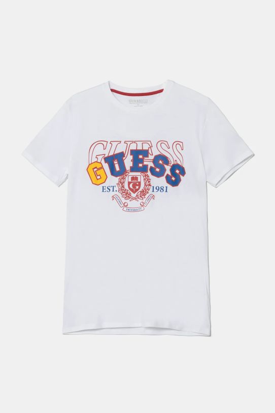 Guess tricou de bumbac pentru copii print alb L5RI02.K8HM4.PPYA