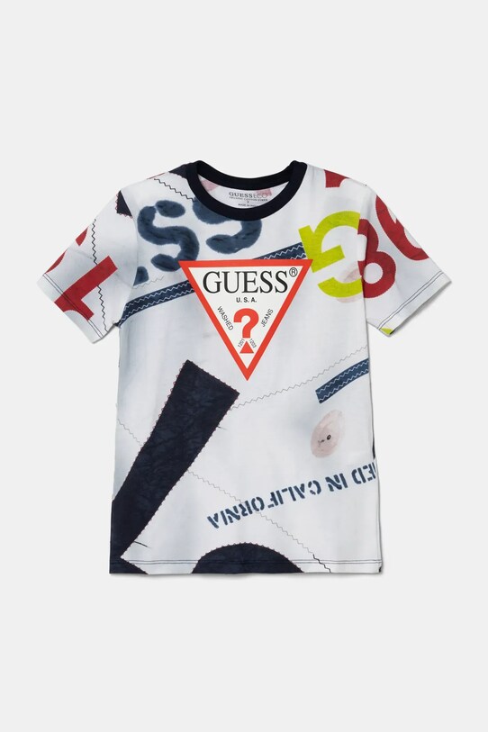 Дитяча бавовняна футболка Guess візерунок темно-синій L5RI05.K8HM4.PPYA