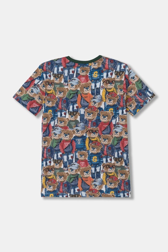 Детская хлопковая футболка Guess L5RI05.K8HM4.PPYA зелёный SS25