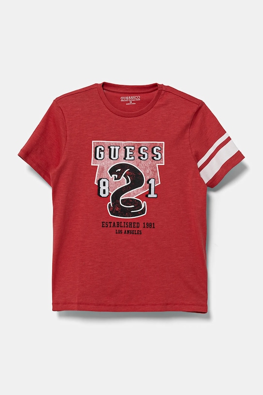 Детская хлопковая футболка Guess аппликация красный L5RI06.K6XN4.PPYA