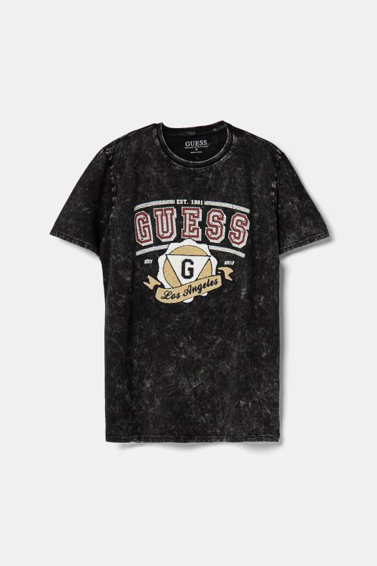 Guess tricou de bumbac pentru copii print negru L5RI08.K8HM4.PPYA