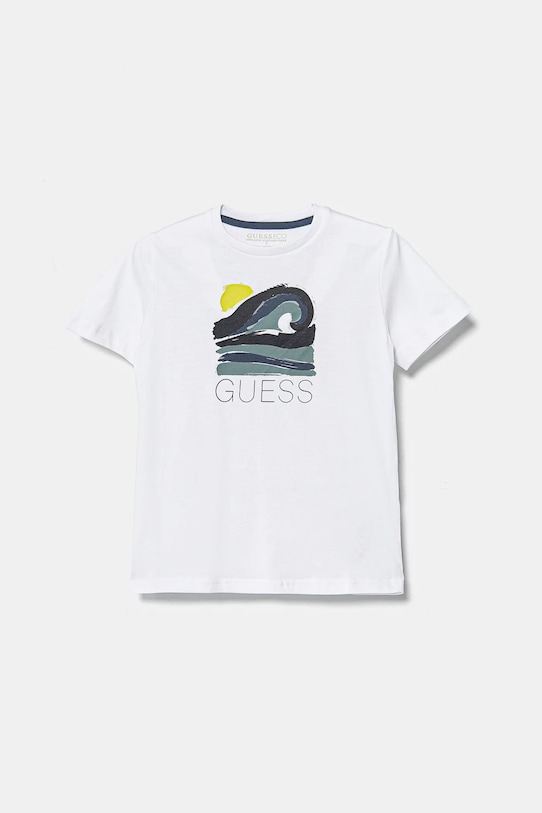 Guess t-shirt bawełniany dziecięcy nadruk biały L5RI13.K8HM4.PPYA