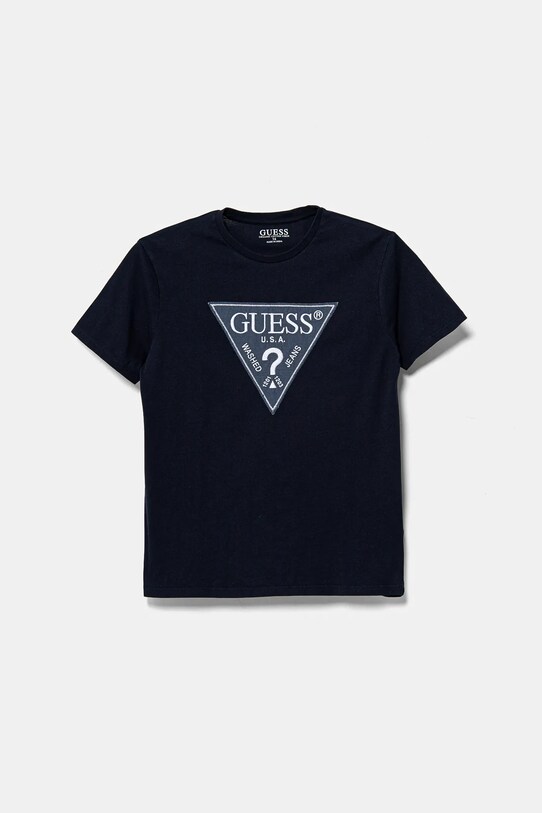 Дитяча бавовняна футболка Guess аплікація темно-синій L5RI14.K8HM4.PPYA