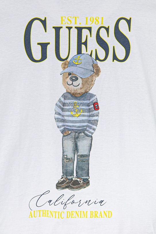 Παιδικό βαμβακερό μπλουζάκι Guess λευκό L5RI17.K8HM4.PPYA