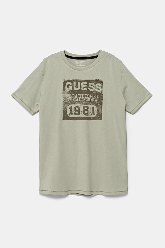 Guess t-shirt bawełniany dziecięcy okrągły zielony L5RI22.K8HM4.PPYA