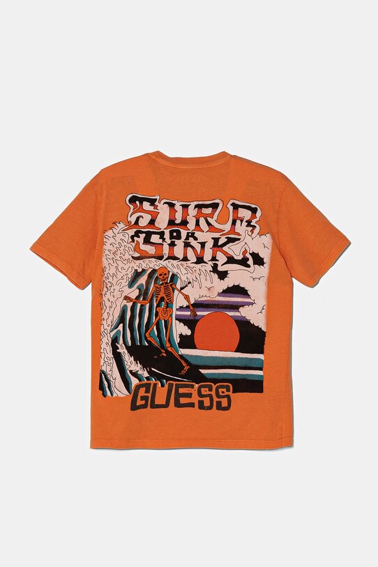 Мальчик Детская хлопковая футболка Guess L5RI30.K8HM4.PPYA оранжевый