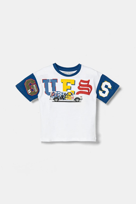 Guess t-shirt in cotone per bambini sovrastampa bianco N5RI07.KCNQ4.PPYA
