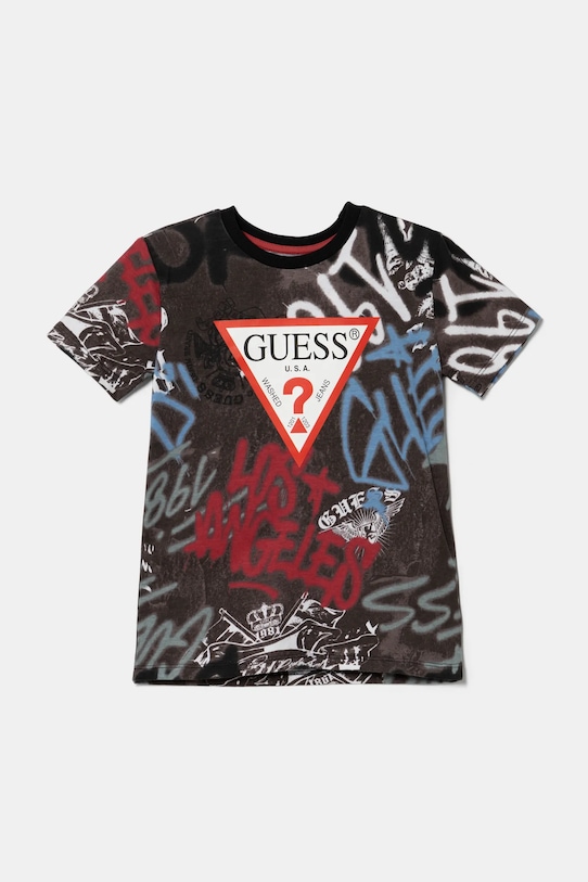 Детская хлопковая футболка Guess хлопок голубой N5RI14.K8HM4.PPYA