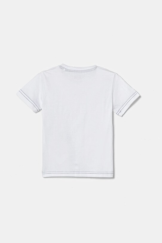 Παιδικό βαμβακερό μπλουζάκι Guess N5RI15.K8HM4.PPYA λευκό SS25
