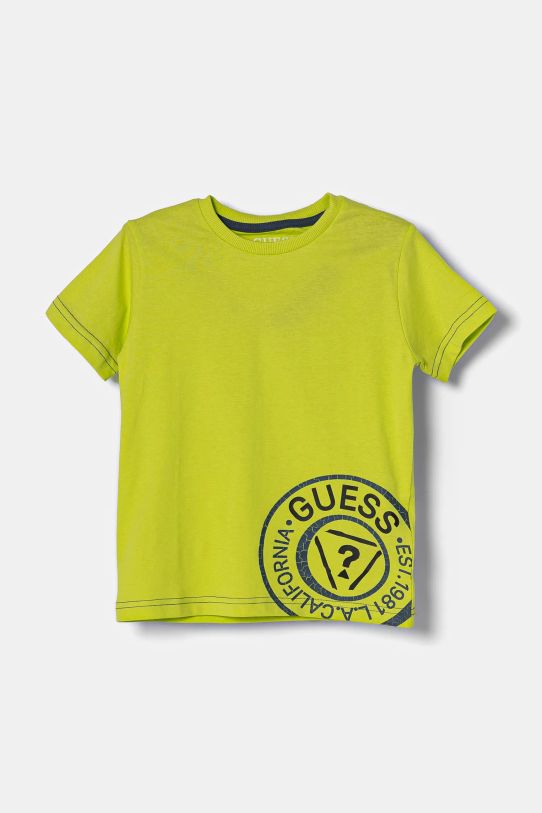 Guess t-shirt bawełniany dziecięcy nadruk zielony N5RI15.K8HM4.PPYA