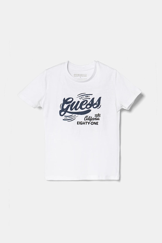 Guess tricou de bumbac pentru copii print alb N5RI16.K8HM4.PPYA