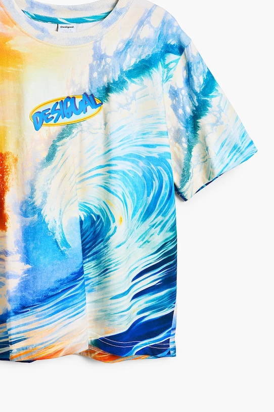 Desigual tricou de bumbac pentru copii albastru 25SBTK01