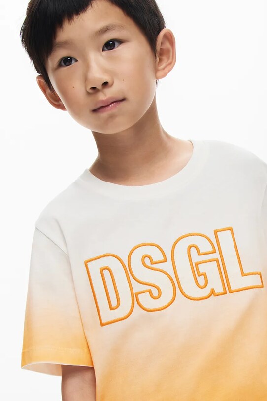 Desigual tricou de bumbac pentru copii 25SBTK13 portocaliu