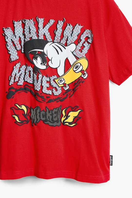 Otroška bombažna kratka majica Desigual x Disney rdeča 25SBTK14
