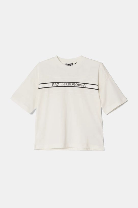 EA7 Emporio Armani t-shirt bawełniany dziecięcy nadruk beżowy 7B000069.AF10378