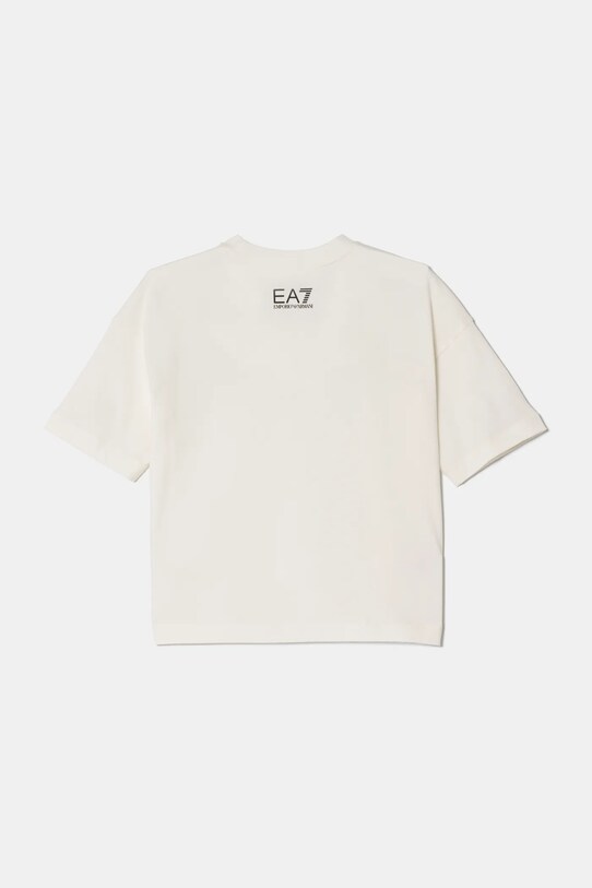 Detské bavlnené tričko EA7 Emporio Armani 7B000069.AF10378 béžová SS25