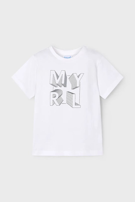 Mayoral t-shirt bawełniany dziecięcy nadruk biały 170.5F.Mini.PPYA