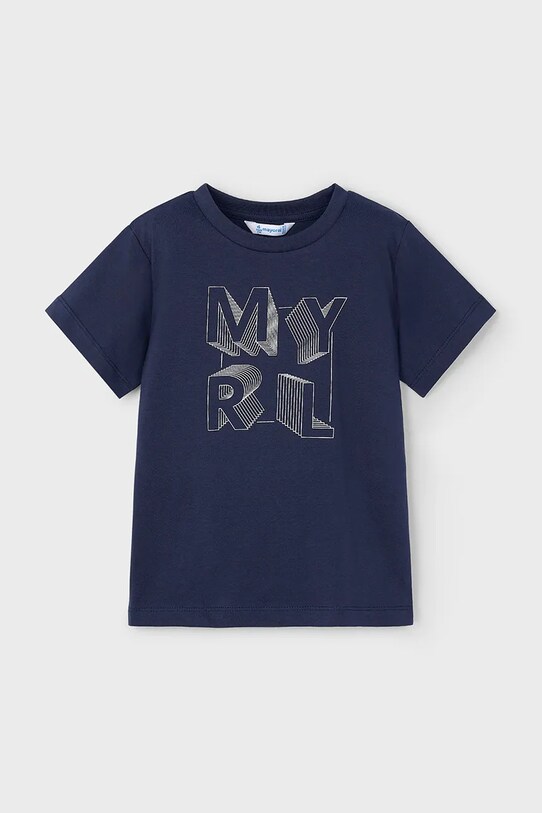 Mayoral t-shirt bawełniany dziecięcy nadruk granatowy 170.5F.Mini.PPYA
