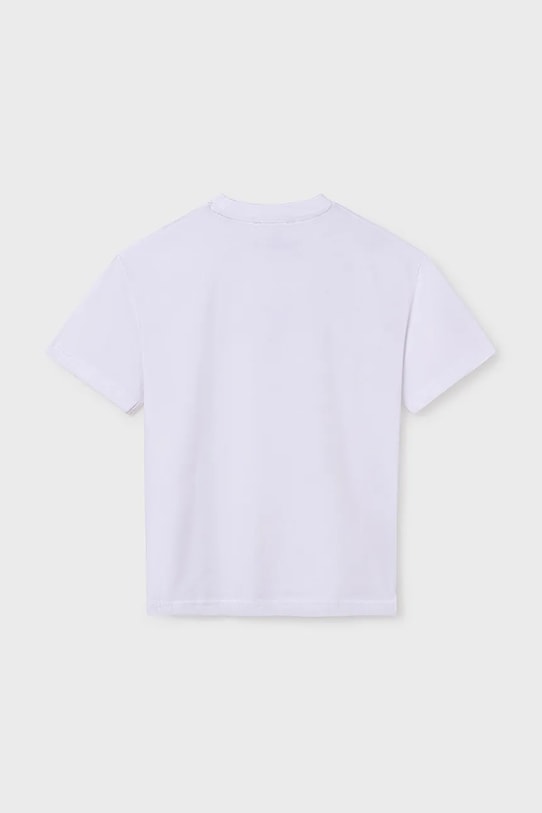 Mayoral t-shirt bawełniany dziecięcy 840.7C.Junior.PPYA biały SS25