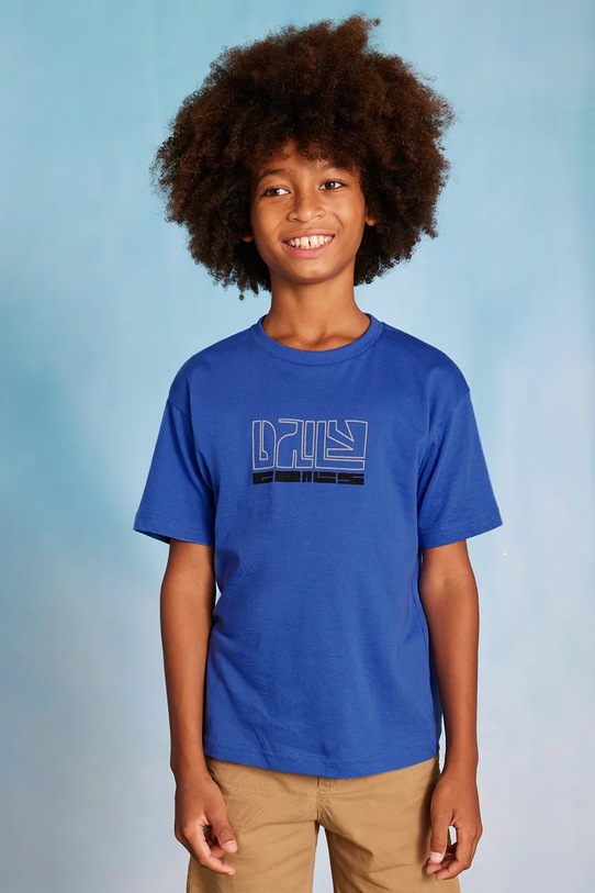 Mayoral t-shirt bawełniany dziecięcy kolor niebieski z nadrukiem 840 ...