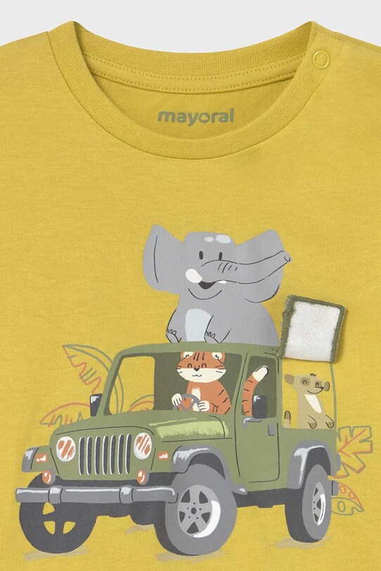 Mayoral t-shirt bawełniany dziecięcy żółty 1053.3C.Baby.PPYA
