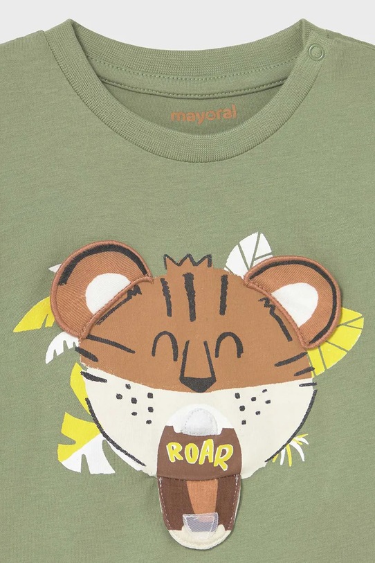 Mayoral t-shirt bawełniany dziecięcy zielony 1055.3C.Baby.PPYA
