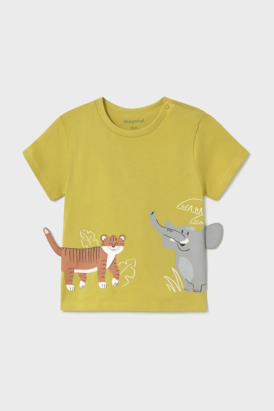 Mayoral t-shirt bawełniany dziecięcy nadruk zielony 1061.3F.Baby.PPYA