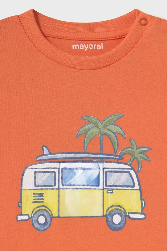 Mayoral t-shirt bawełniany dziecięcy pomarańczowy 1063.3H.Baby.PPYA