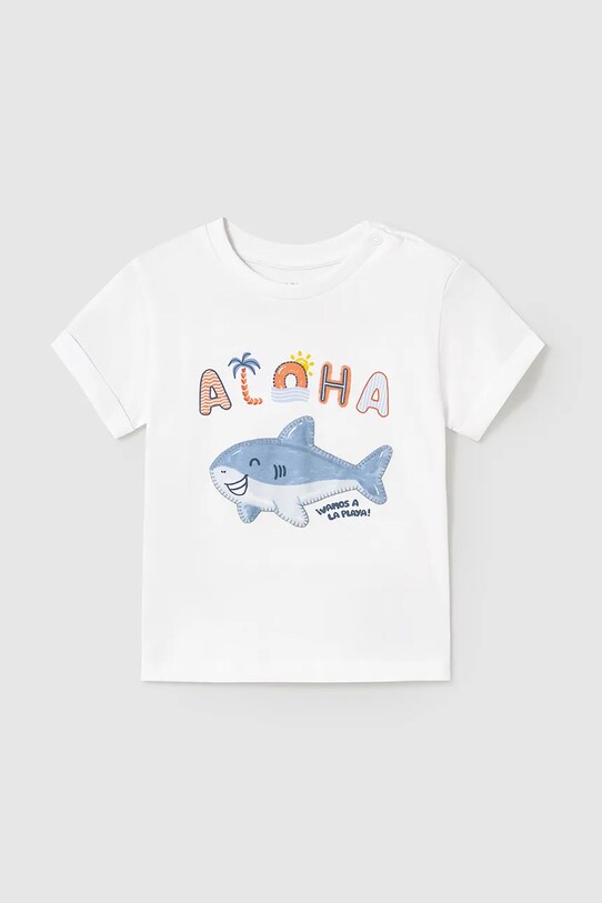 Mayoral tricou de bumbac pentru copii print alb 1066.3H.Baby.PPYA