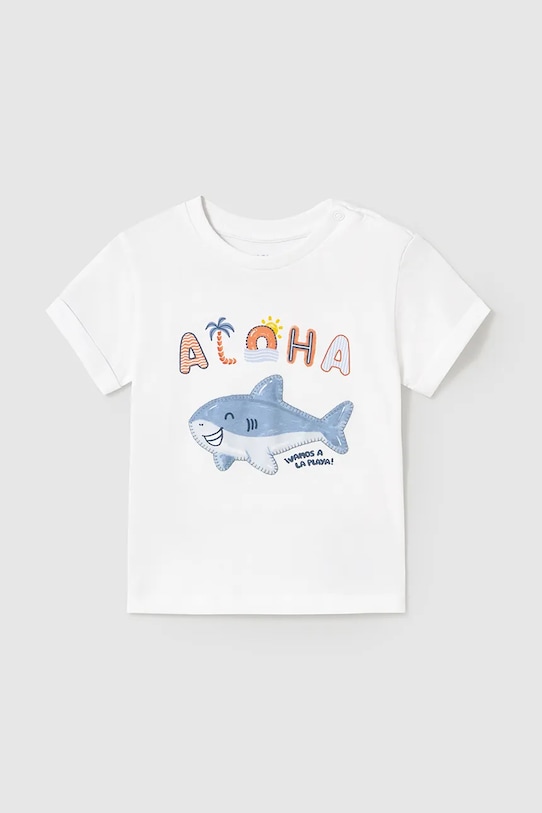 Mayoral tricou de bumbac pentru copii print alb 1066.3H.Baby.PPYA