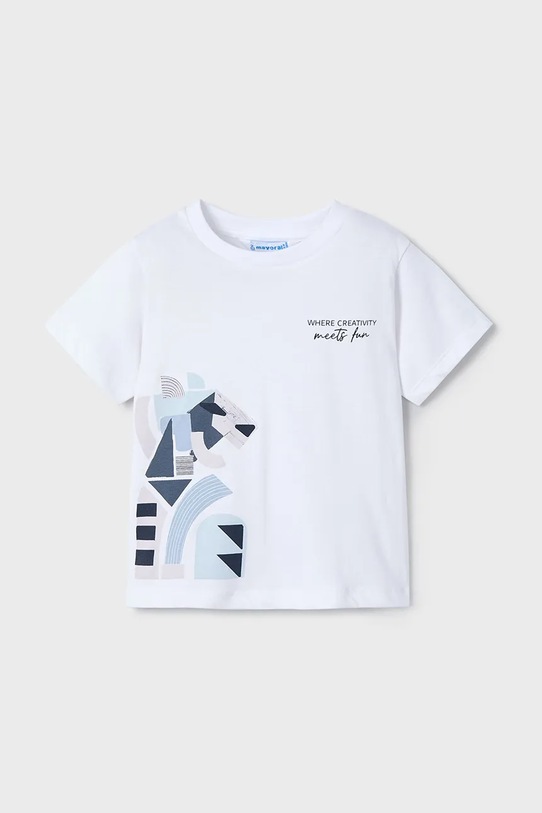 Mayoral tricou de bumbac pentru copii print alb 3029.5D.Mini.PPYA