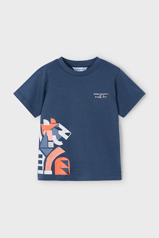 Детская хлопковая футболка Mayoral 3029.5D.Mini.PPYA тёмно-синий SS25