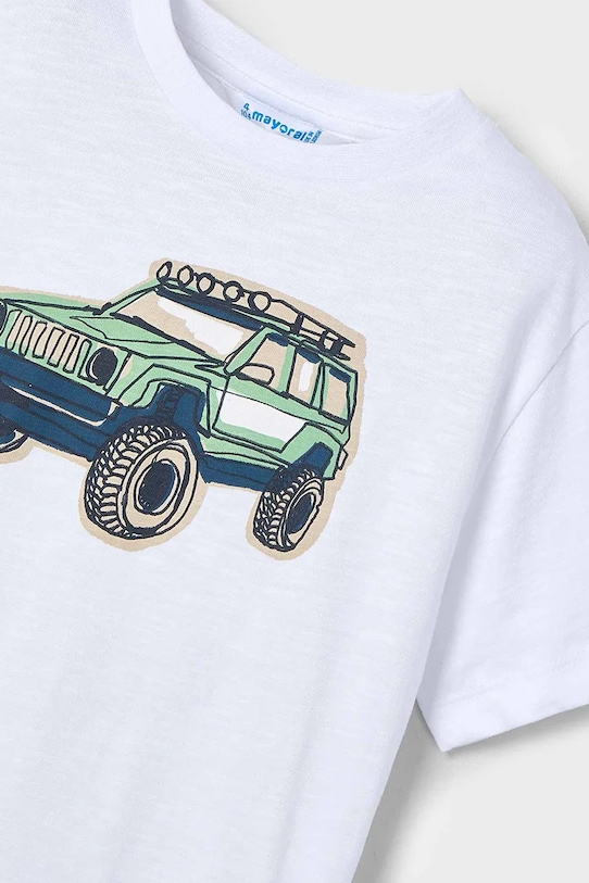 Băieți Mayoral tricou de bumbac pentru copii 3031.5E.Mini.PPYA alb