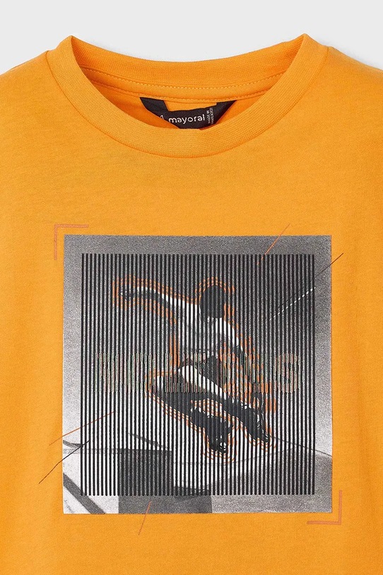 Chłopiec Mayoral t-shirt bawełniany dziecięcy 3035.5F.Mini.PPYA pomarańczowy