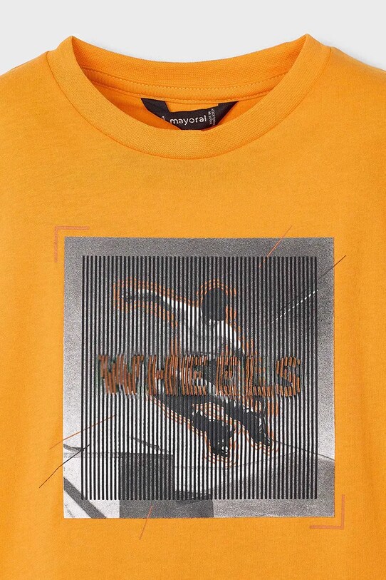 Mayoral t-shirt bawełniany dziecięcy pomarańczowy 3035.5F.Mini.PPYA