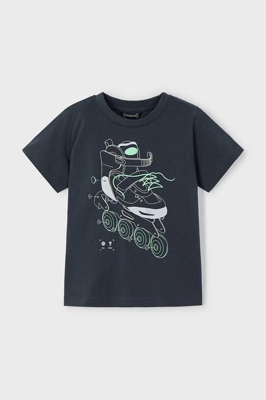 Mayoral t-shirt bawełniany dziecięcy nadruk czarny 3037.5F.Mini.PPYA